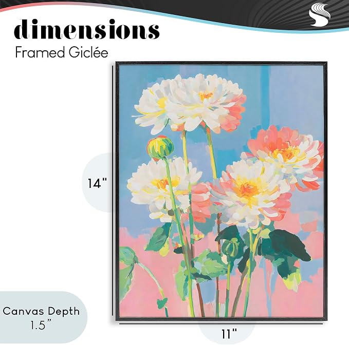 'Colorful Chrysanthemum Impressions'| Framed Giclee Art | Stupell Industries | Black, 11 x 14 Inches, Easy to Hang and Sturdy, Made in USA, by Sisi and Seb