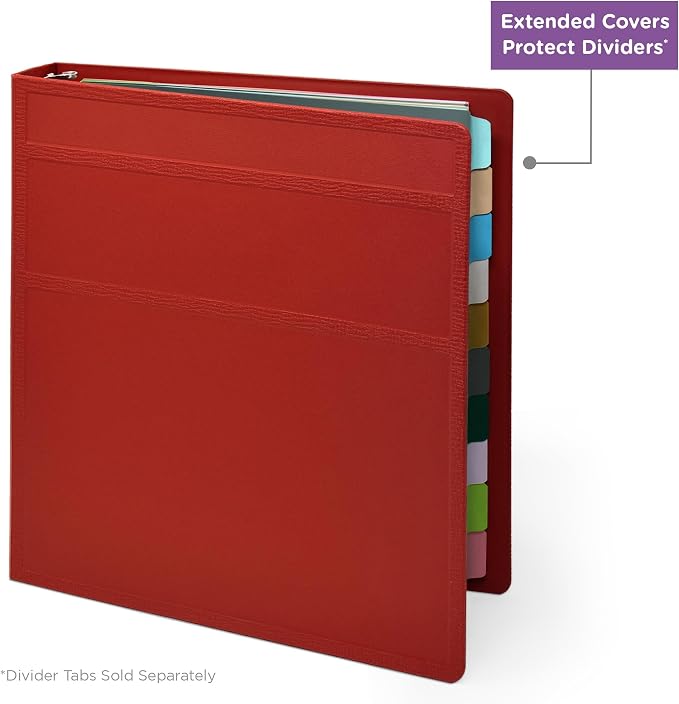 Carstens 1.5-Inch Heavy Duty 3-Ring Binder - Side Opening, Brick Red, Durable Plastic, No-Gap Rings, Waterproof Cover, No Pockets, Holds 250 Letter Sheets, BPA-Free, Made in USA (2049-3R), Case of 20