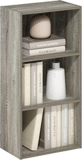 Furinno LUDER 3-Tier Book Shelf, Open Shelves Bookshelf, French Oak | 9 x 16 x 31.4, Closed Back, Modern Bookcase, for Living Room, Bedroom, Home Office