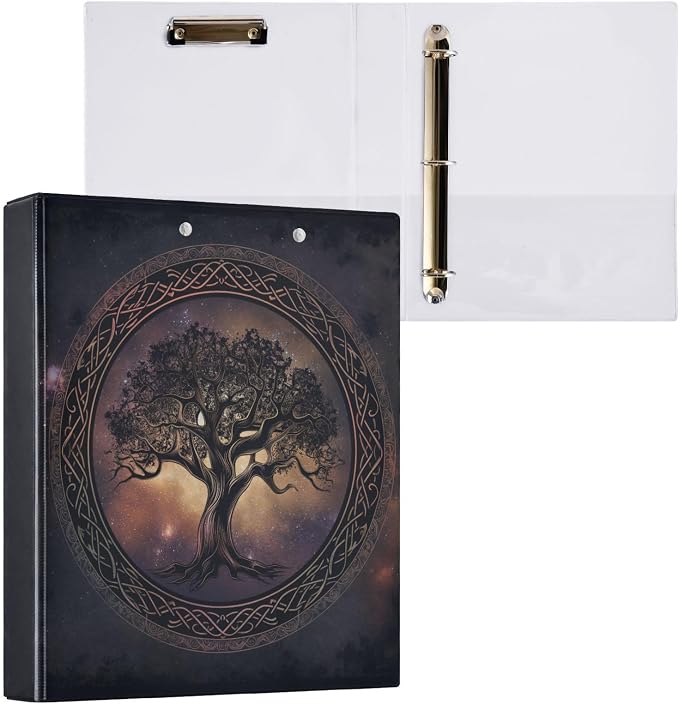 3 Ring Binder 1.5 in Recipe Binders Tree of Life | Decorative Client Records with Clip 3 Clear Interior Pockets for 200 Sheets Letter-Size(11" x 8.5") Paper PVC Cover Folder