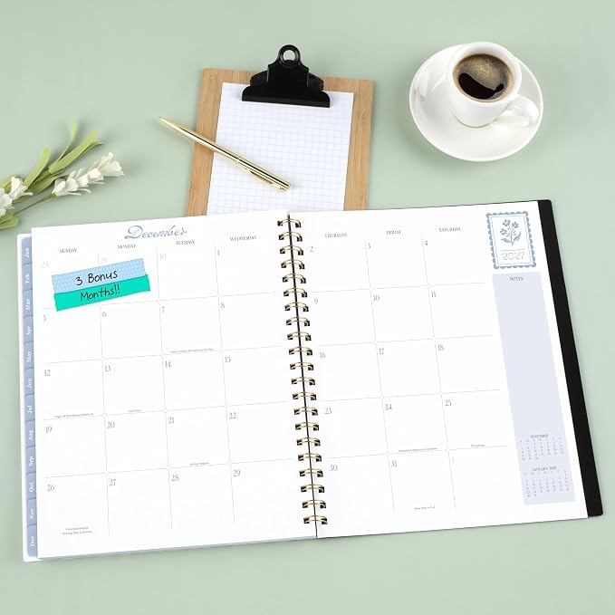 Mead Cambridge 2027 Planner, Weekly & Monthly, 8.5" x 11", Cherrywood Lane, Black Botanicals (CL22-905-27)