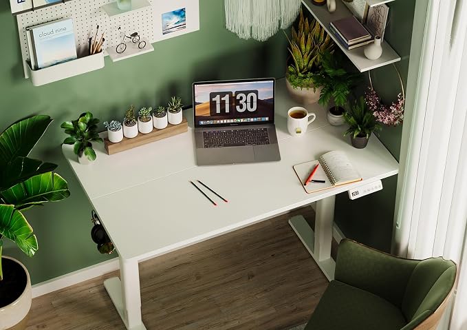 Claiks Electric Height Adjustable Standing Desk, 32x19 Inch, White | Smooth Height Adjustment, 3 Memory Presets, Cable management hub & hook, Stable Steel Frame, 156 lbs Capacity, Easy Assembly