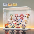 LANSCOERY Acrylic Display Case for Collectibles, 3-Tier LED Light, White | 3mm clear acrylic panels with front door access and tri-color top light for small figures on a desk or shelf.