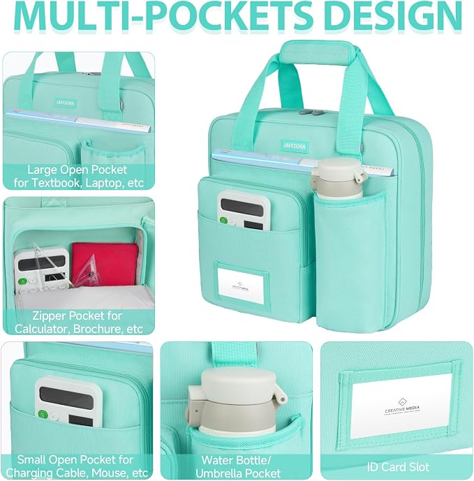 3 Ring Zipper Binder Bag, 3 Inch D-Ring 700 Sheet Capacity, Portable File Organizer with Removable Shoulder Strap & Multiple Pockets for School Office Travel Summer Study Back to School,Mint Green