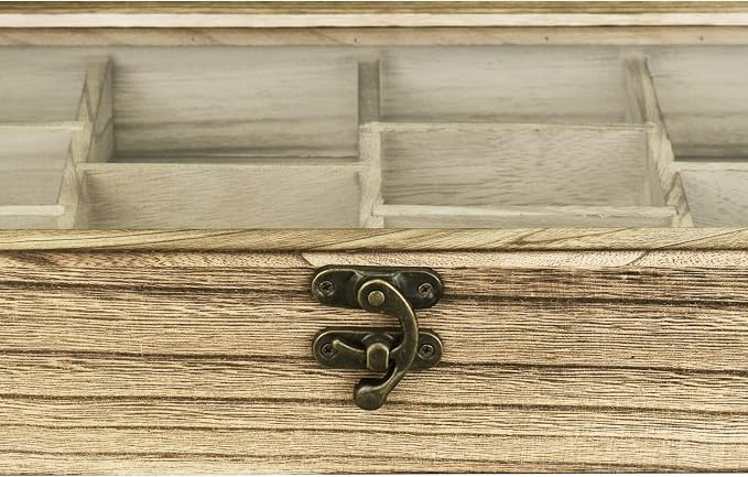Ikee Design Wall-Mounted Wooden Display Case with Glass Top, 10 Slots | 10-SLOT DISPLAY CASE: Oak wood wall cabinet with hinged tempered glass top for mini figures, collectibles and oils.