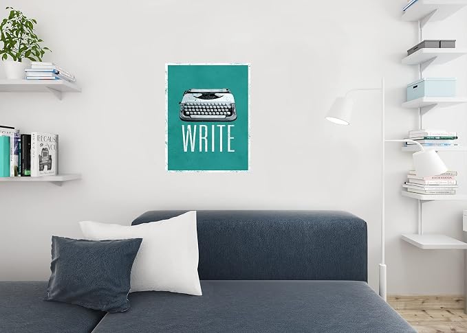 Typewriter Poster Write Retro Vintage Green Creative Writing Writer Classroom College Cool Wall Art Print Poster 24x36