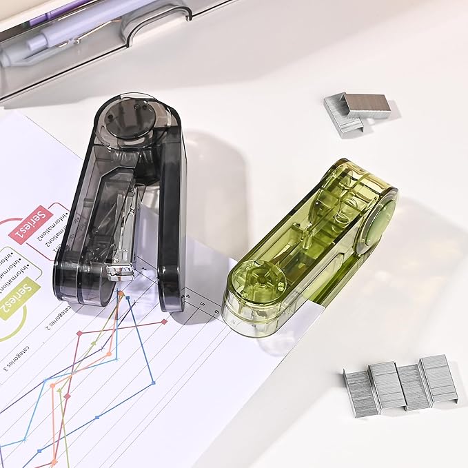 Temiary Swing-Arm Swivel Stapler with 400 Staples, 360 Degree Rotate Desktop Staplers for Booklet or Book Binding, 25 Sheet Capacity for Desk Classroom Office Supplies (Green)