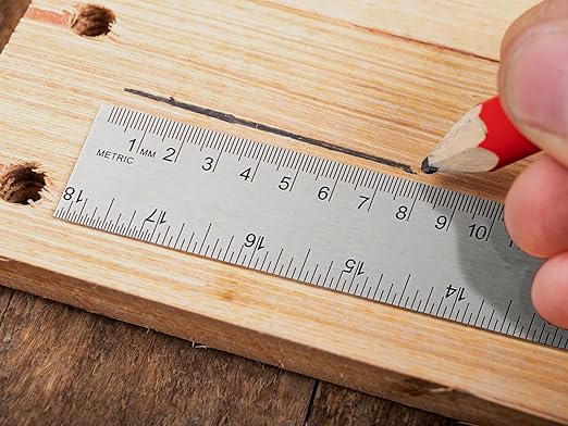 Metal Ruler with Cork Backing, 18 Inch Stainless Steel Rulers 18 Inch Metal Ruler 2 Pack - Imperial and Metric - Non-Slip Prevent Ink Leakage - for School Office Engineering Tools