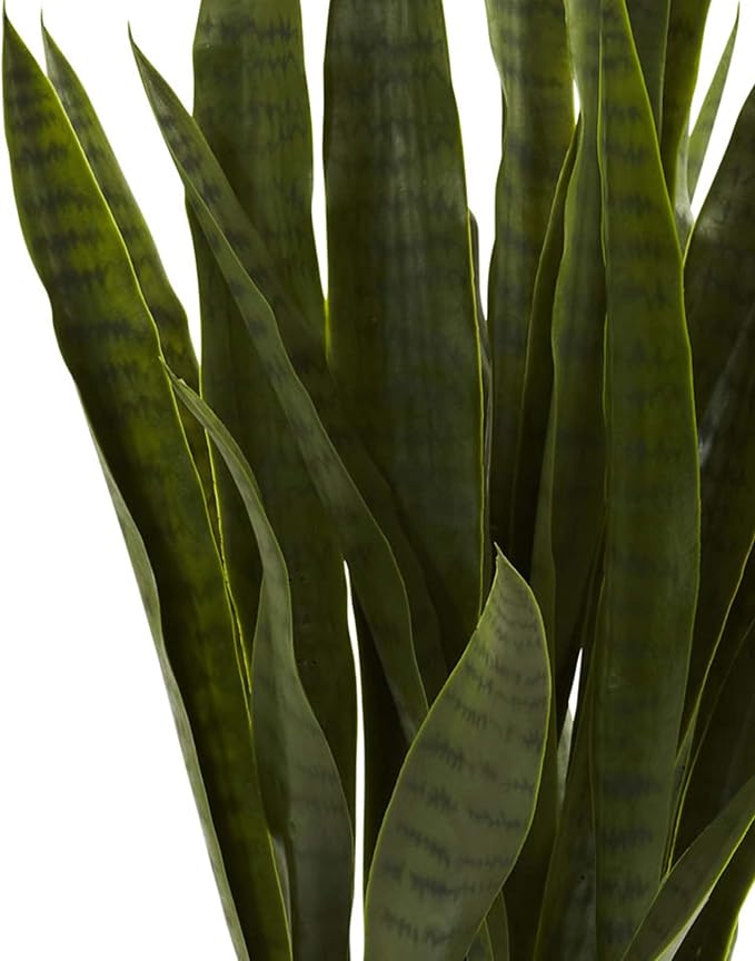 Nearly Natural 35 in Artificial Sansevieria Plant with Black Planter | Artificial Snake Plant, Faux Greenery, Indoor Home and Office Decor, Low-Maintenance