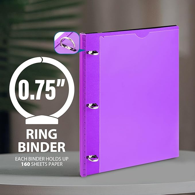 WOT I 4-Pack Telescoping 3 Ring Binder(0.75"), Expandable Flexible Binder - Patented Design for Easy Portability, Holds 8.5"x11" Paper, 4 Vibrant Colors, Perfect for School, Office&Home Organization