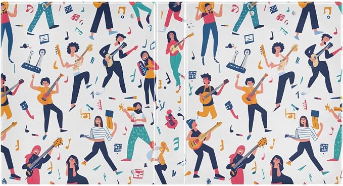 3 Ring Binder Music Girls Boys Doodle 1.5 inch Binders Three Ring Binders with Clipboard Fit 8.5'' x 11'' Paper 3 Interior PVC Clear Pockets for Office Supplies