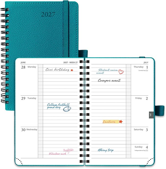 POPRUN 2027 Pocket Calendar, 4" x 6.25" Small Weekly Planner, Mini Agenda