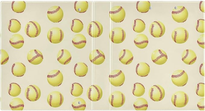 Softball 3 Round Ring Binders Cartoon Baseballs | 1.5 Inch Binder with Clipboard, PVC Pockets, Work Organizer, Holds 200 Sheets for School Office 1 Pack