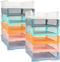 Weysat 12 Pcs Turn in Trays Classroom, Stackable Paper Tray for Classroom Organization Plastic Desk File Organizer Bin Basket for Library Drawer Teacher Office Document Storage (Pastel,Narrow)