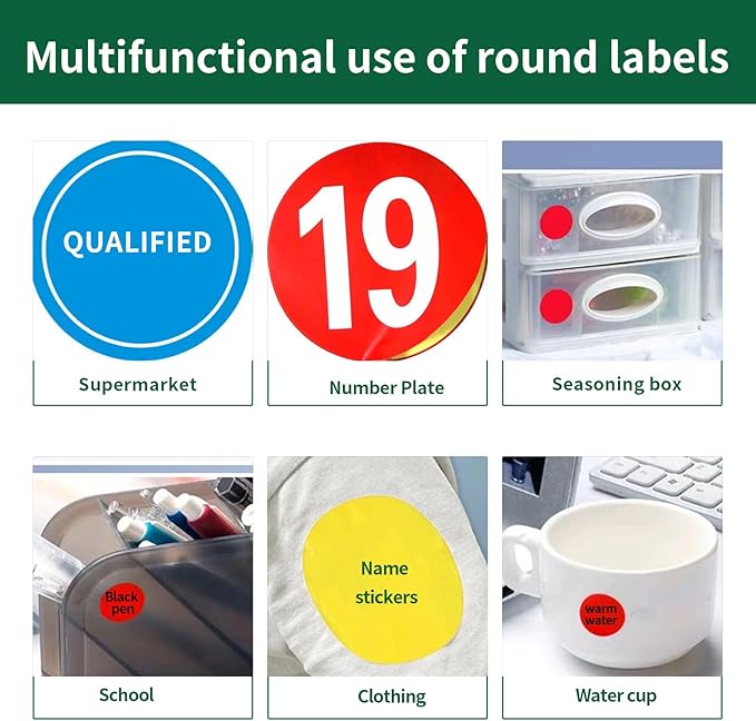 Gemsroyal 2.5 inch Colored Round Labels Printable,2.5" Color Coding Labels for Printer,2.5 Colorful Custom Round Stickers,4 Colors Assorted(Red,Yellow,Blue,Green),240 Neon Circle Labels in Total