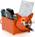 Desk Organizer, 1-5 Module Compartments - Storage for Stationery Supplies, Accessories, brushes - Home, Office, School, Dorm, Studio - Build in Pen & Pencil Holder (Orange Cat)