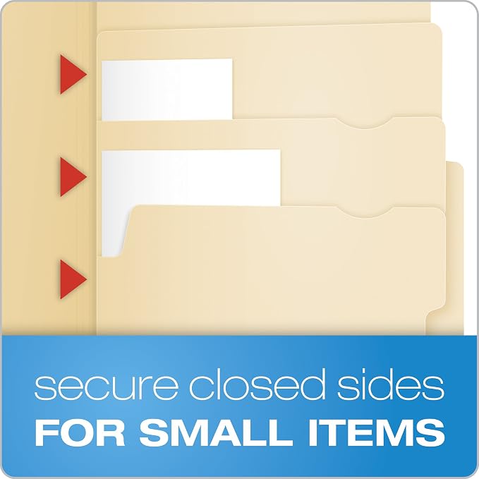 Pendaflex Divide It Up File Folders, Paper and Documents Organizer, Folder with Pockets, Manila File Organizer for School, Home and Office, Letter Size, (10770) 24 Count (Pack of 2)