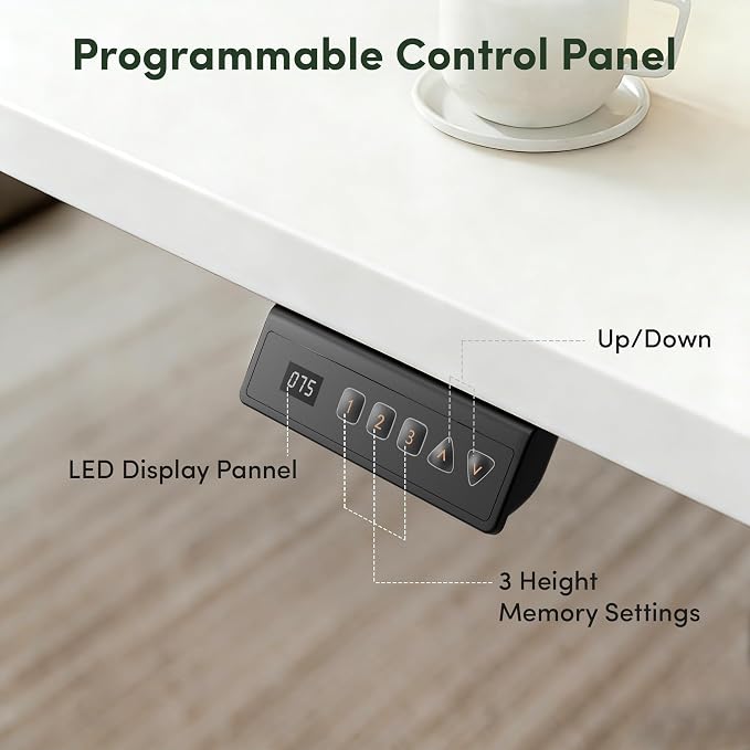 CubiCubi 55 x 24 Electric Standing Desk, Height Adjustable, White | Sit Stand up Home Office Desk, Computer Workstations, Ergonomic Design, Advanced Motor, High-Strength Frame, 176 lbs Capacity