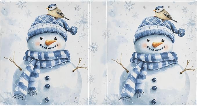 Winter Snowman Bird Snowflake Blue and White 3 Ring Binder 1.5" Decorative D-Ring Binder with Clipboard&3 Clear Pockets, Holds 200 Sheets A4 Size Paper Waterproof Binders for School Home Office