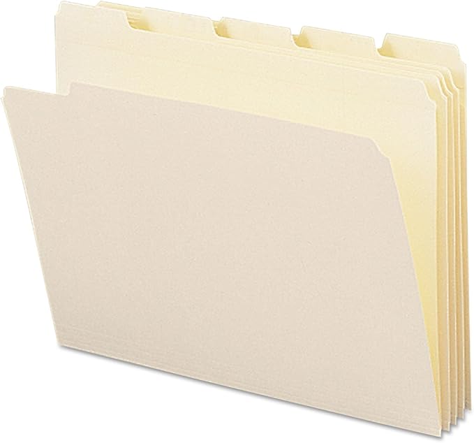 Smead File Folder, Reinforced 1/5-Cut Tab, Assorted Positions, Letter Size, Manila, 100 per Box (10356)