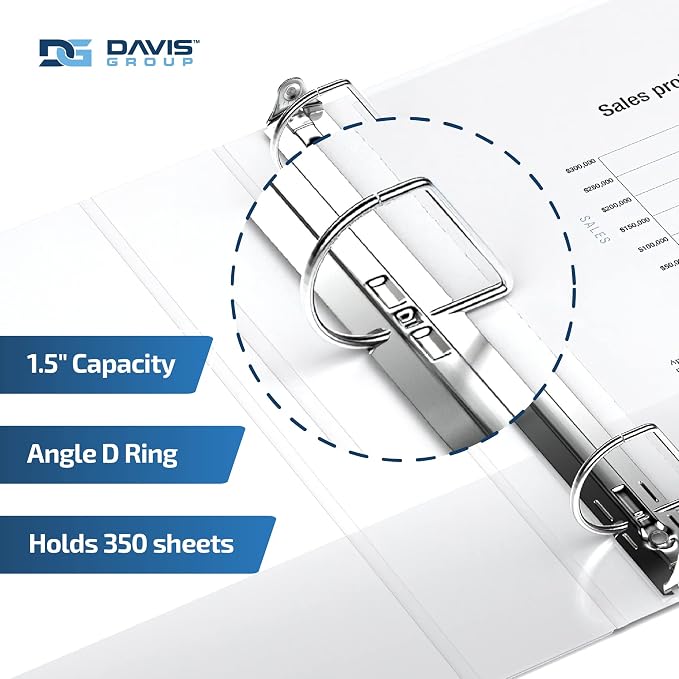Premium Economy 6-Pack 3-Ring Binders for School or Office, D-Ring Binders, 1.5 Inch, White