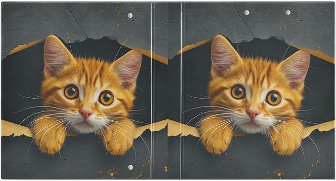 3 Ring Binder, Orange Cat File Folder Holds 200 Sheets File Storage for Women Men School Office Supplie