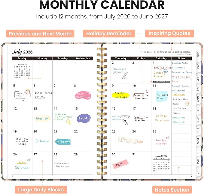 ZOTIA Planner 2026-2027, Jul 2026-Jun 2027 Weekly & Monthly Calendar