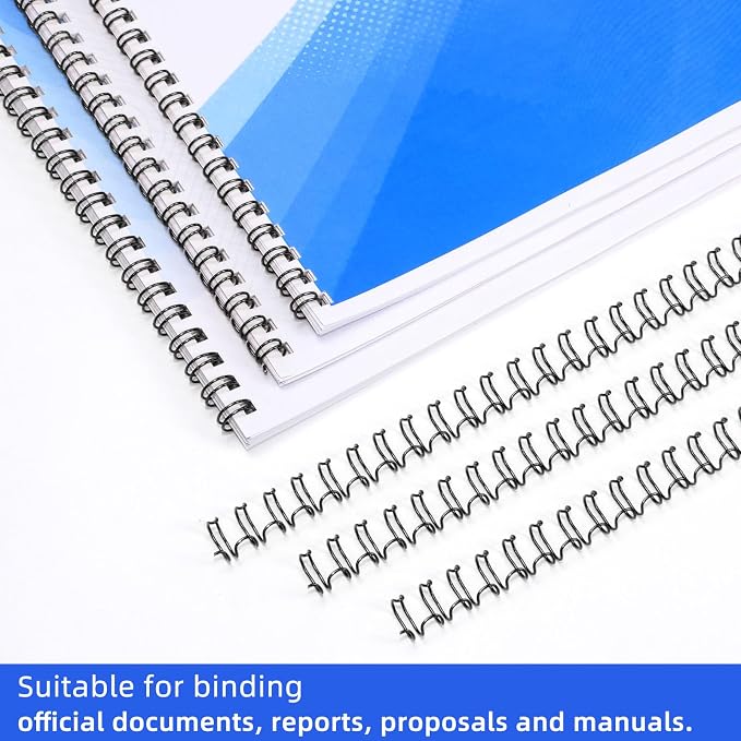 Rayson Wire Binding Spines, 1/4" 3:1 Pitch, 32-Loop Black, 100 Pack | Binds up to 20 sheets; ideal for thin reports, manuals, proposals and school projects.