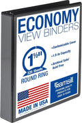 Samsill 1.5 Inch 3 Ring Binder, Economy Round Ring, Clear View Cover, 325 Sheet Capacity - for School, Home, Office - Charcoal Black