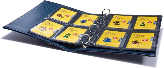 LIGHTHOUSE - Vario Classic Binder - 4-Ring Binder with Padded Leatherette Cover and Slipcase for up to 50 Sheets - Blue