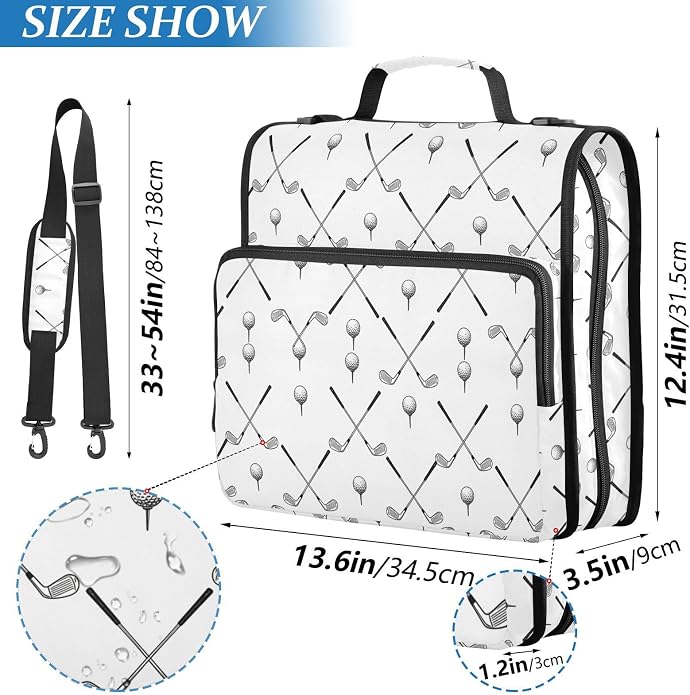 Zipper Binder Bag 3 Ring File Folder Portfolio Organizer Zippered Binder Bags with Strap Fits Laptop Women Men