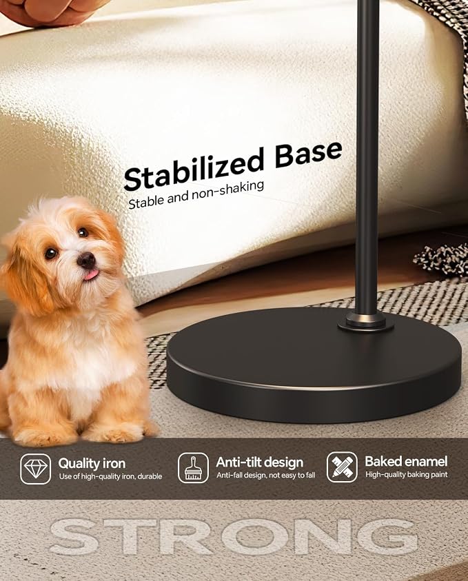 67" Industrial Floor Lamp with Wood & Black Metal Shade, Modern Standing Lamp, Rustic Farmhouse Tall Lamp for Living Room Bedroom Office, 2700K Bulb & Foot Switch Included (Black+ Wood -FL-2529)