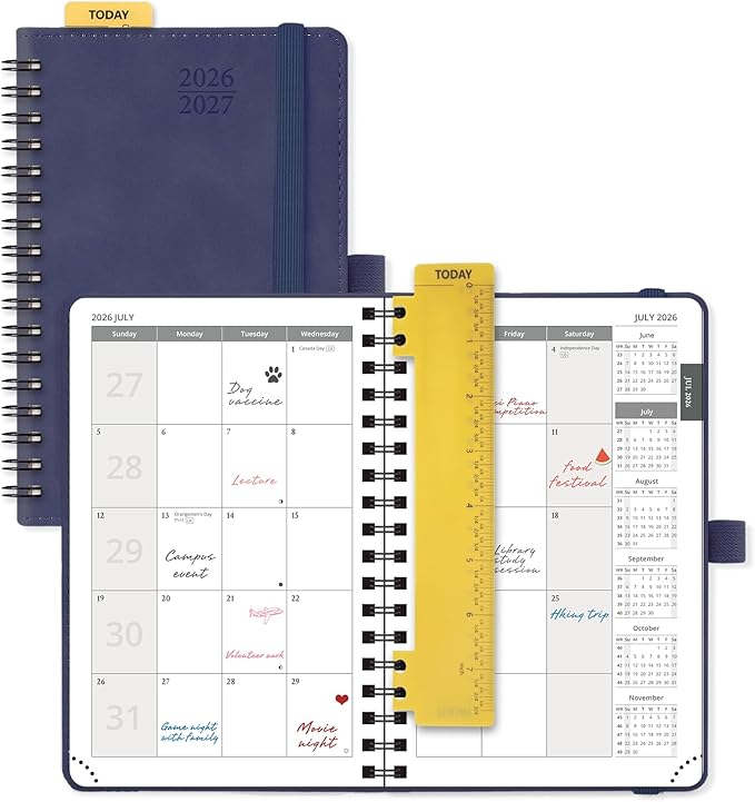 POPRUN 2026-2027 Monthly Planner, 4" x 6.25" Small Agenda,18 Month Calendar