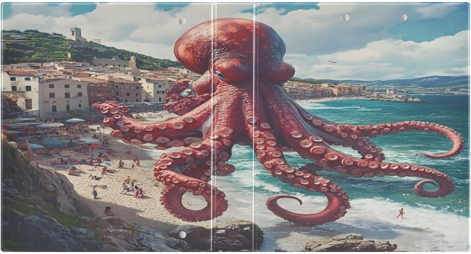 3 Ring Binder Octopus Ocean Nautical Coastal 1.5 inch Binders Three Ring Binders with Clipboard Fit 8.5'' x 11'' Paper 3 Interior PVC Clear Pockets for Office Supplies
