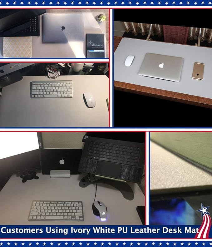 Desk Protector Blotter Pad on Top of Desks PU Leather Office Desk Writing Mat Computer Laptop Gaming Under Keyboard Mouse Pad Desk Decor Accessories Organizer for Women Men Kids Black 16 X 32 Inches