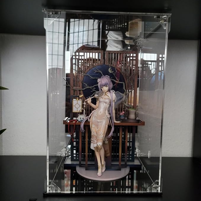Acrylic Display Case Clear Action Figure Display Case with Mirrored Back, Dustproof Protection Display Box Alternative Glass Case for Collectibles Figures Models Doll Toys (8x8x12 inch; 20x20x30cm)