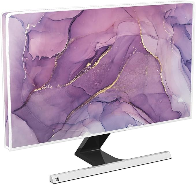 Baocicco Fashion Violet Marble Waterproof TV Dust Cover 45, 46, 47, 48 Inch Anti-Static Dustproof Creative Design TV Screen Cover TV Screen Covers Sleeve Compatible with PC Desktop and TV LED LCD OLED