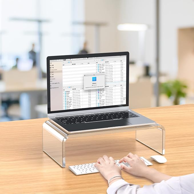 Acrylic Monitor Stand Riser Clear Laptop Stand Riser L16 xW7.5 xH4 | PC Holder Riser Compatible with All Notebooks and Monitors,Decoration for Office & Home,Computer & Laptop Stand for Desk
