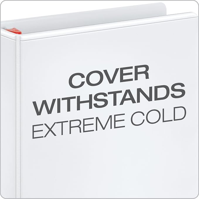Cardinal 3 Ring Binder, 5 Inch Heavy Duty XtraLife Binder, Locking Slant-D Rings, Crack-Resistant Cover & Spine, ClearVue Covers with Shelf Pull, Holds 1,100 Sheets, White (26350) (Pack of 2)