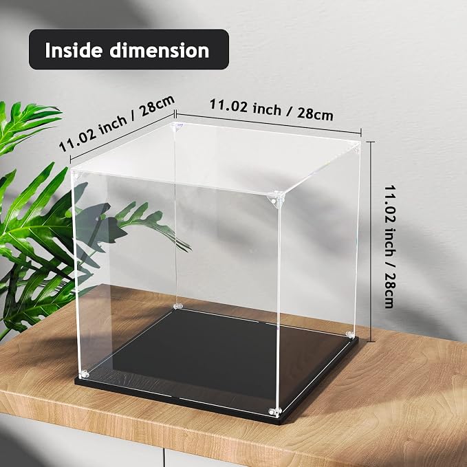 Clear Acrylic Display Case, Easy Assembly Showcase Boxes (11x11x11 inch) | dofopo Dust Protection Case for Action Figures and Dolls, Alternative Glass Box for Collectibles Commemorative Gifts