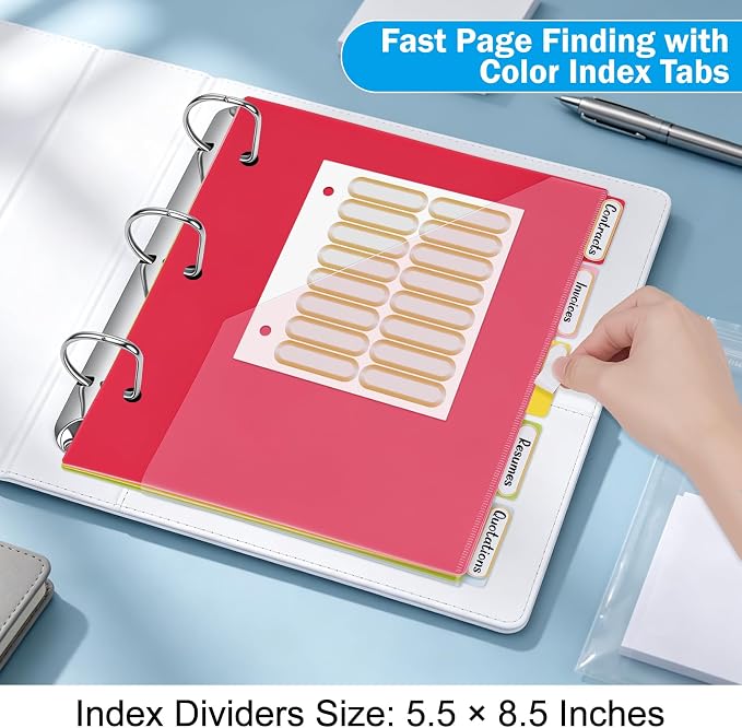 Meetory 2 Pack Binder 5.5" x 8.5", 1 Inch Rings, Leather Vintage Hardcover | holds 500 sheets,180° flat-lay,portable for easy document arrangement, Black & White Mini 3-Ring Binders with index dividers