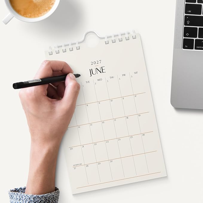 Karto Small Wall Calendar 2026 6x9 in - Beige | January 2026 to June 2027, Vertical, Boosts Productivity, Easy Monthly Planning