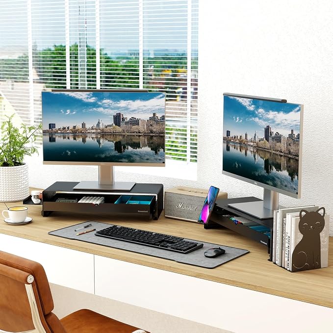 Heavy Duty Metal Monitor Stand, Strong Support Desk Organizer with Drawer