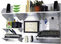 Wall Control Office Organizer Unit Wall Mounted Office Desk Storage and Organization Kit Metallic Slotted Wallboards and White Accessories