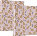 Cute Capybara Round Ring Binders 1.5 Inch Flowers Strawberry Doodle Pattern 3 Ring Clipboard Binder for Office School Work Supplies File Folder 200 Sheet Capacity 2 Pieces