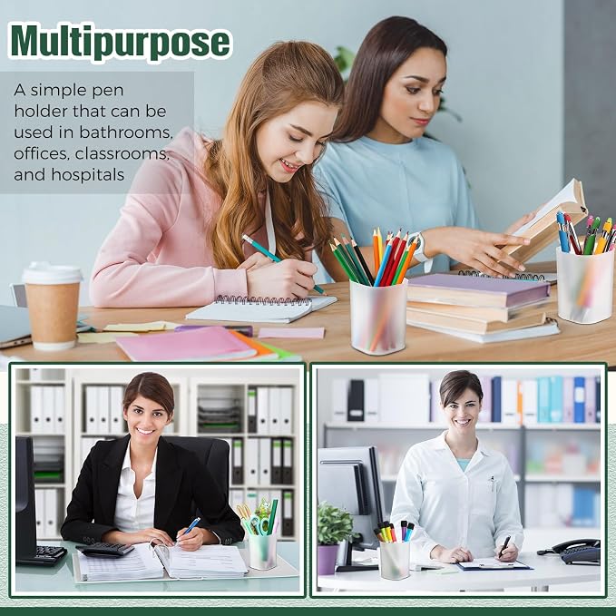 30 Pack Pen Holder Pen Cups for Desk Organizers and Storage Stationery Plastic Matte Pencil Holder Cups Ins Style Transparent for Office School Supplies (White)