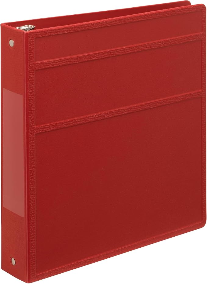Carstens 1.5-Inch Heavy Duty 3-Ring Binder - Side Opening, Brick Red, Durable Plastic, Precision No-Gap Rings, Waterproof Cover, No Pockets, Holds 250 Letter Sheets, BPA-Free, Made in USA (2049-3R)