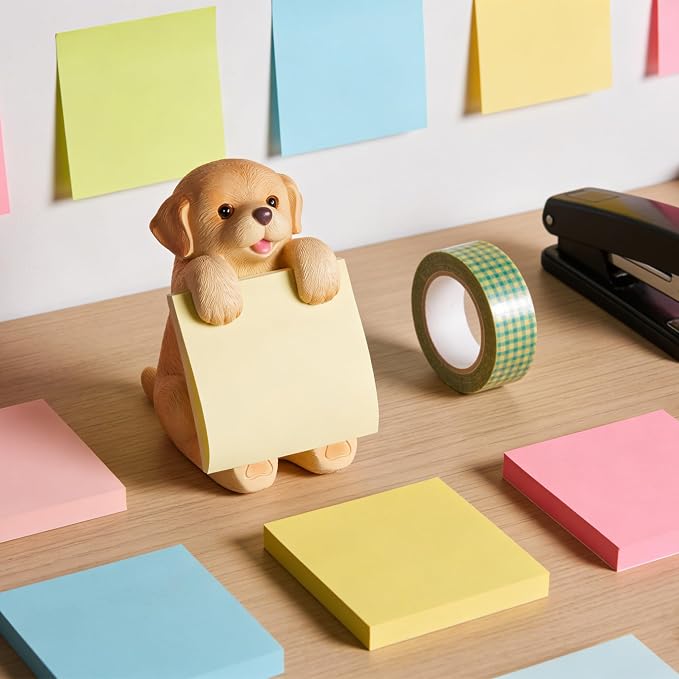 Dog Pop-Up Sticky Note Dispenser for 3x3 in Notes, Golden Retriever | Includes 100 sheets, handmade resin desk decor for office, home or classroom; gift for teachers, coworkers and dog lovers
