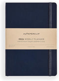 myPAPERCLIP 2026 Weekly & Monthly Planner, 12 Months (Jan2026 - Dec2026), A5 (5.6 in x 8 in), Italian Vegan Leather Planner with Weekly & Monthly Spreads, Yearly Overview – Blue