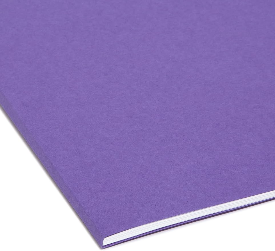 Smead Interior File Folder, 1/3-Cut Tab, Letter Size, Purple, 100 per Box, Expandable File Folders for Filing Cabinet